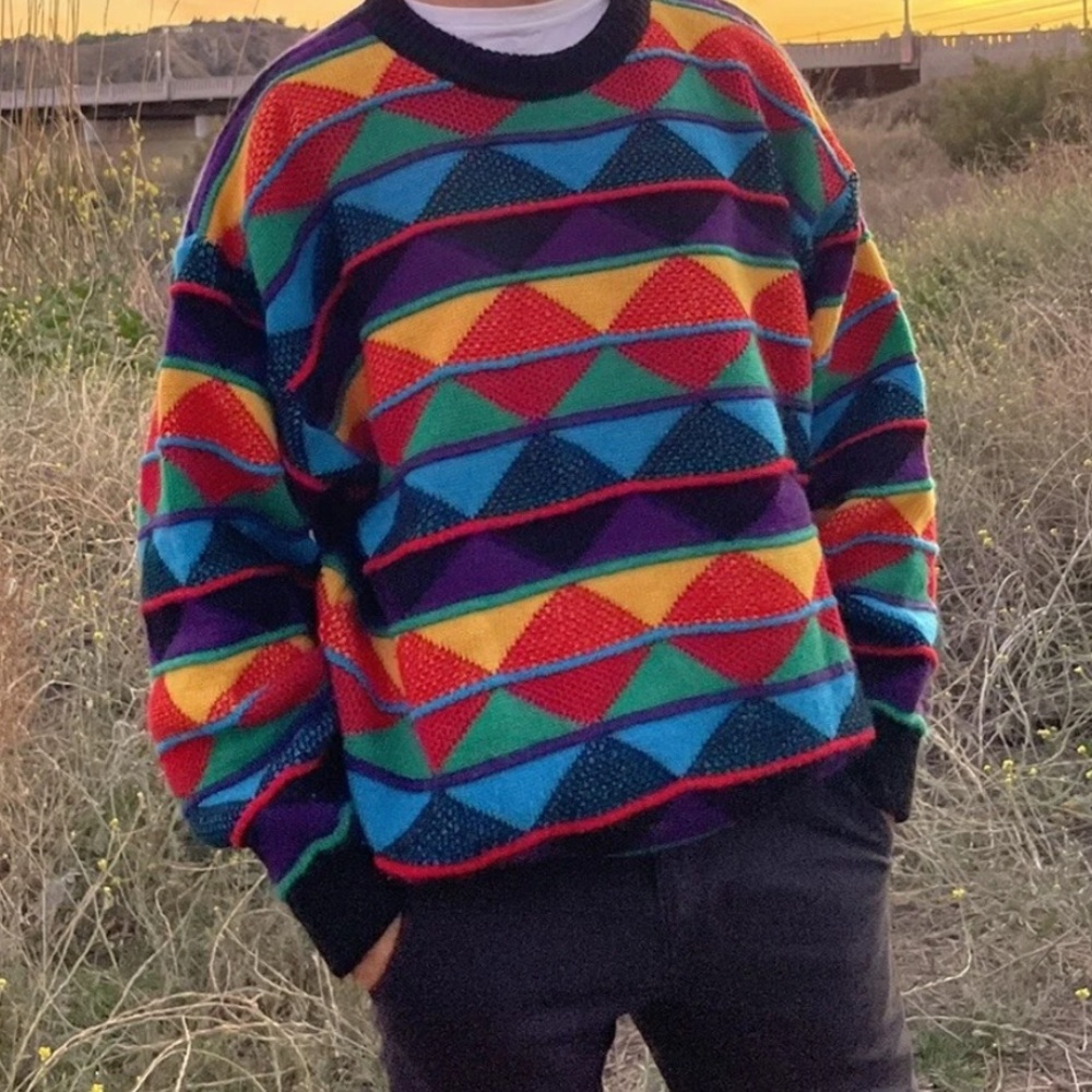 AP Vintage Coogi Australia Pure Wool Sweater Embossed Knit Authentic Size Medium
